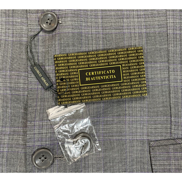 NWT Giorgio Armani Le Collezioni Gray Purple Plaid Wool Sport Coat Blazer - Picture 8 of 10
